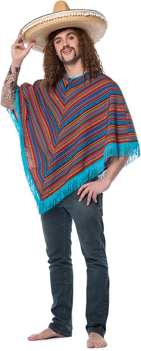 Spaans & Mexicaans Kostuum | Poncho Mexicaanse Bandido Pancho Villa | One Size | Carnaval kostuum | Verkleedkleding